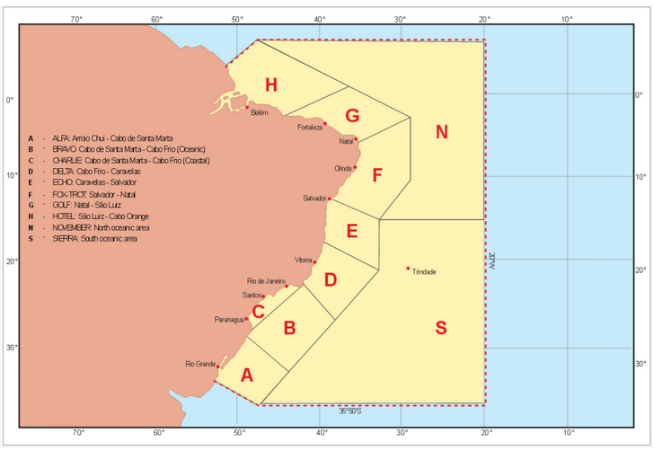 Mapa das áreas